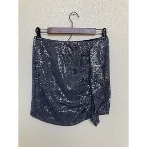 NWT Lenon blue sequin mini skirt ruffle Small city chic vegas date sexy disco